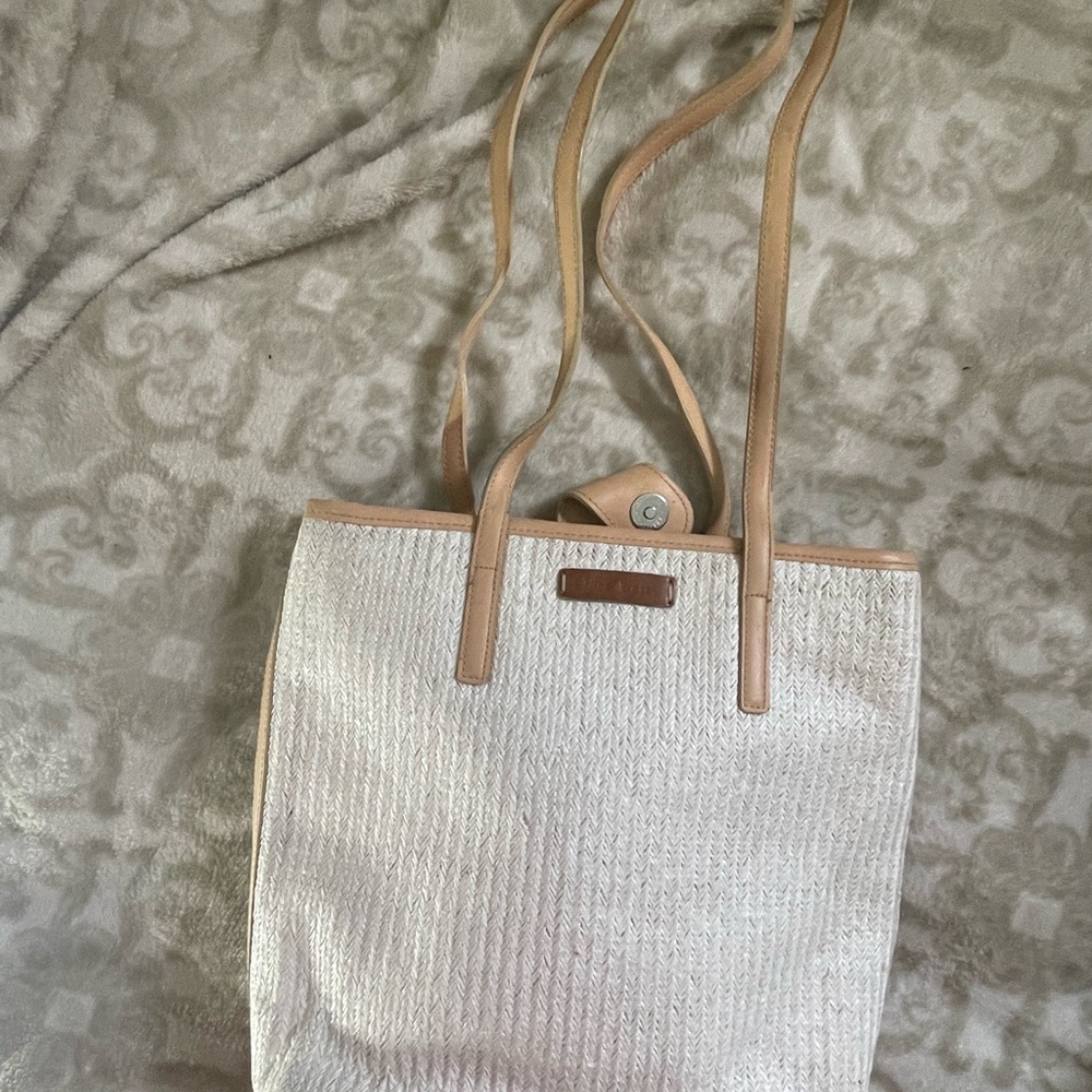 Nine West Cream and Tan Tote Bag